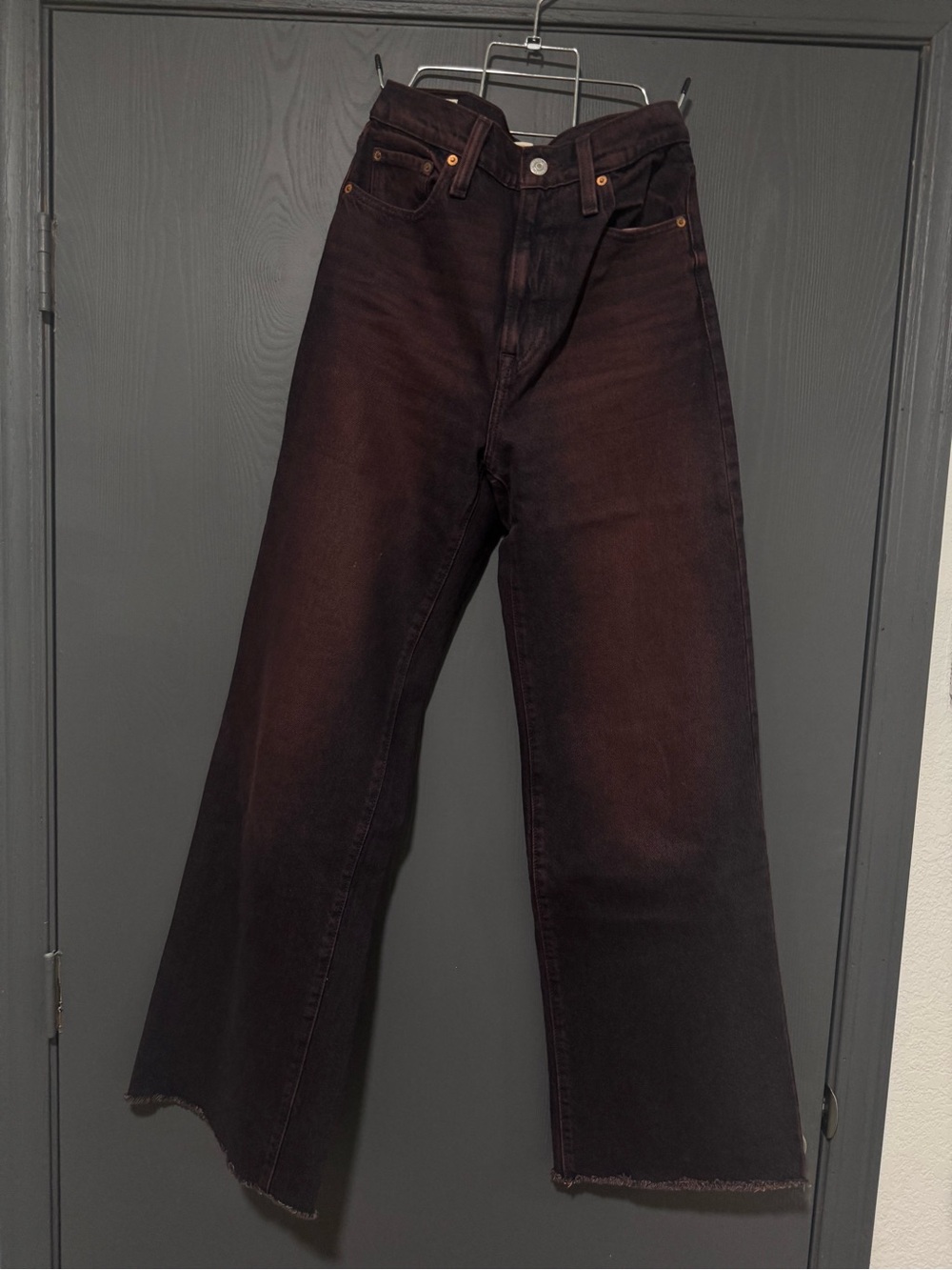 Levi’s High-Waist Wide-Leg Jeans in Washed Burgundy